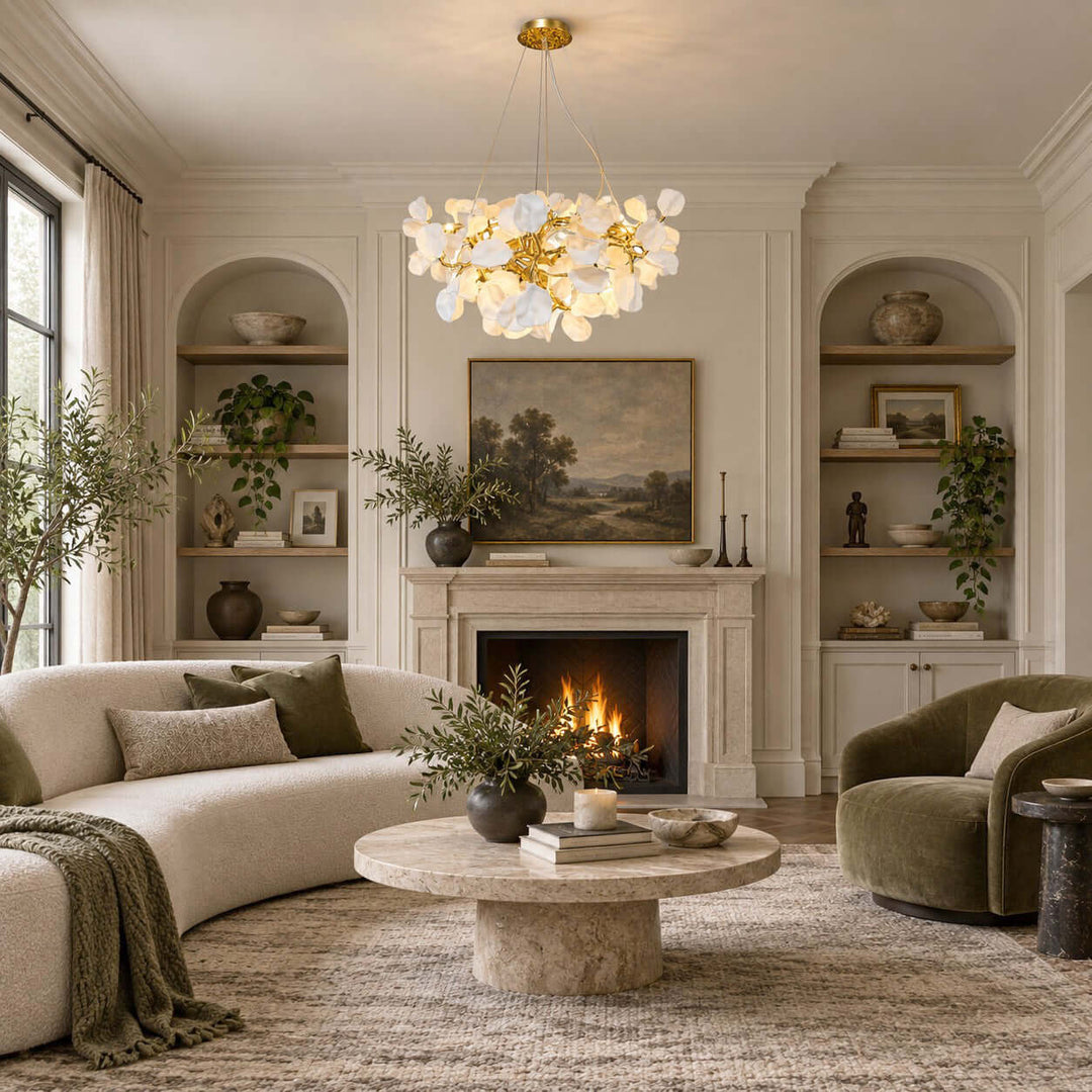 Tintora Modern Ceramic and Gold Vine Chandelier