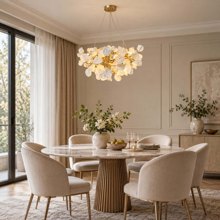 Tintora Modern Ceramic and Gold Vine Chandelier