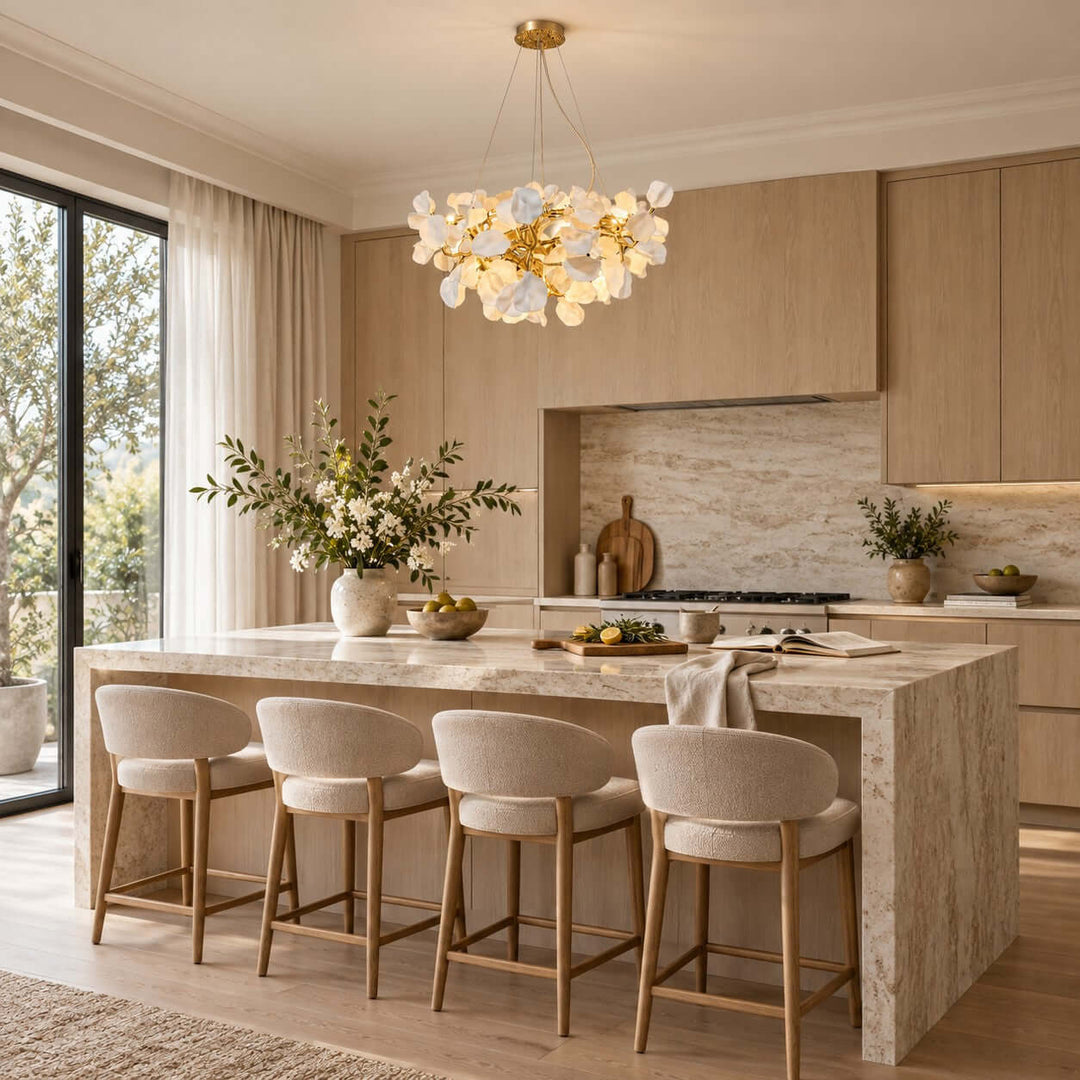 Tintora Modern Ceramic and Gold Vine Chandelier