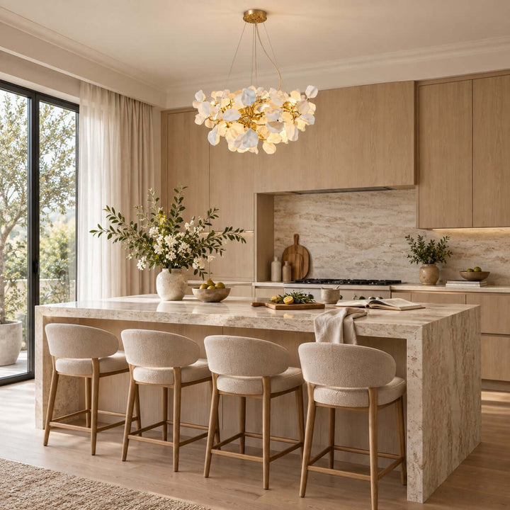 Tintora Modern Ceramic and Gold Vine Chandelier