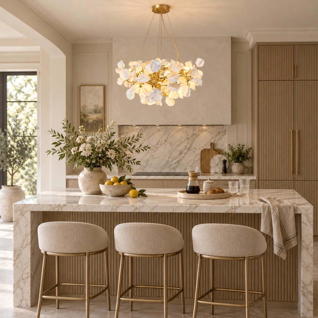 Tintora Modern Ceramic and Gold Vine Chandelier