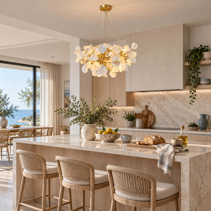 Tintora Modern Ceramic and Gold Vine Chandelier