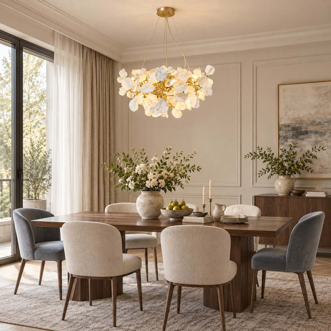 Tintora Modern Ceramic and Gold Vine Chandelier
