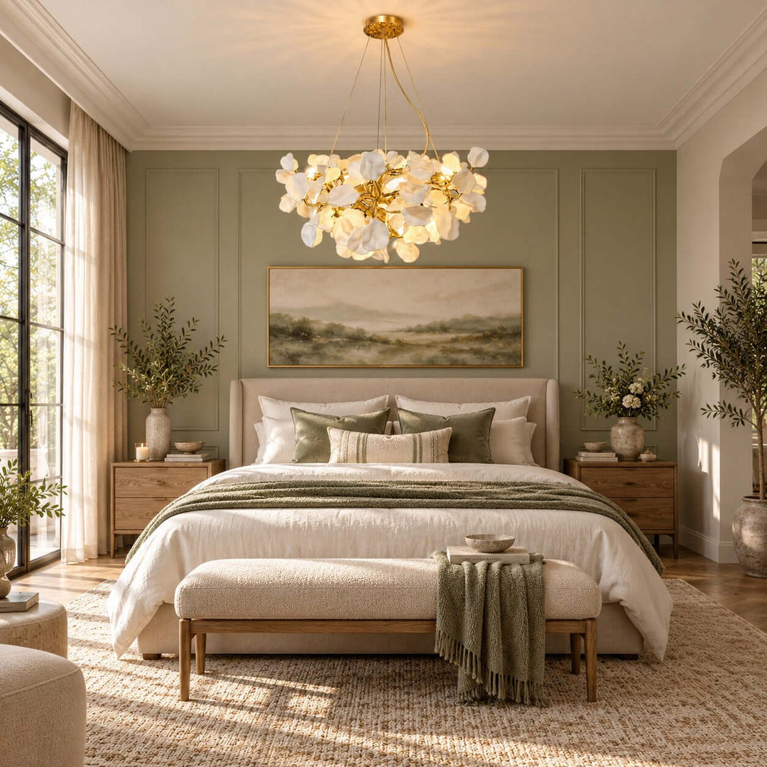 Tintora Modern Ceramic and Gold Vine Chandelier