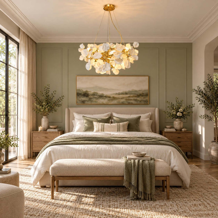 Tintora Modern Ceramic and Gold Vine Chandelier