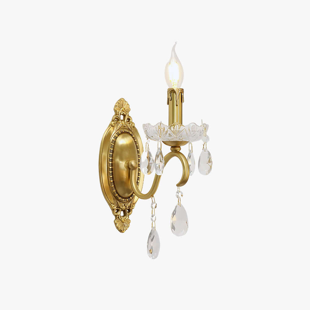 Tivora Wall Lamp – French Vintage Brass Crystal Corridor Light