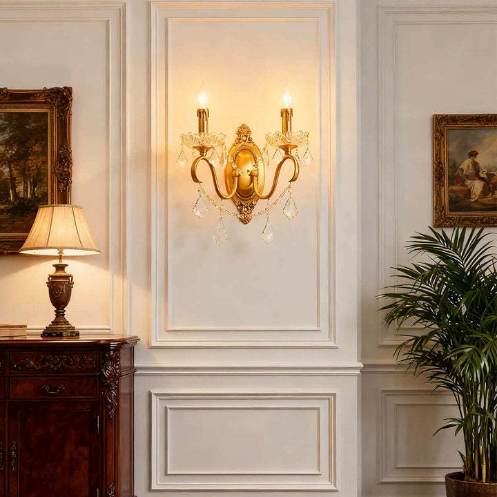 Tivora Wall Lamp – French Vintage Brass Crystal Corridor Light