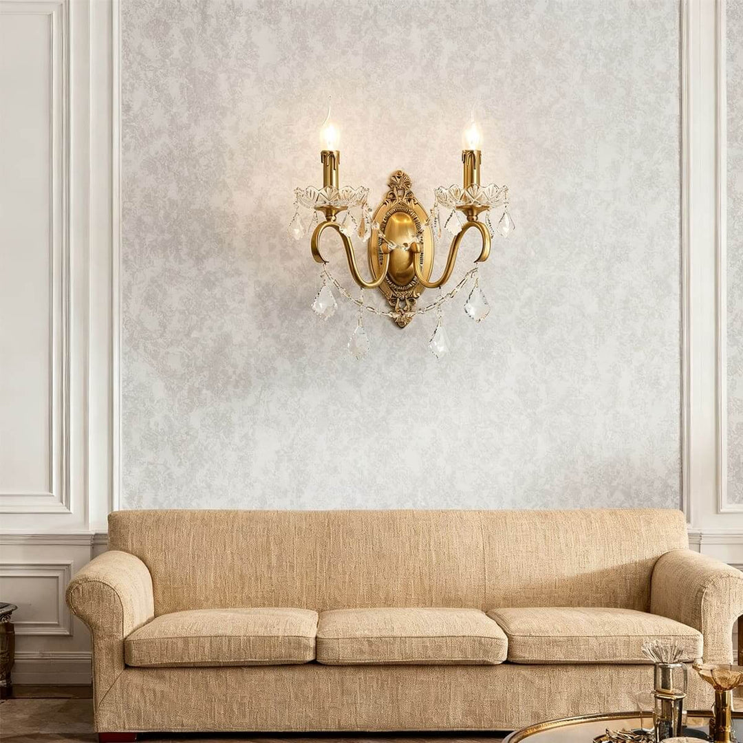Tivora Wall Lamp – French Vintage Brass Crystal Corridor Light