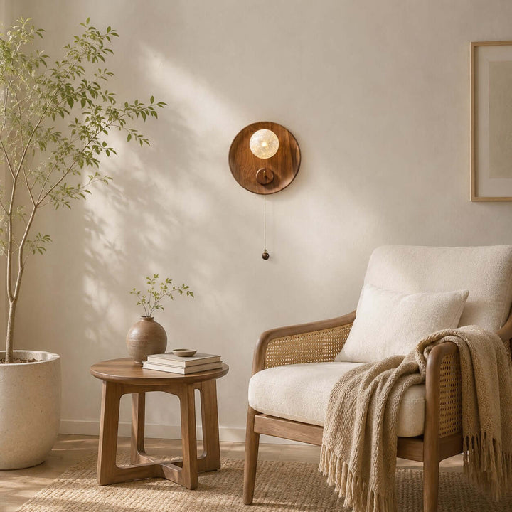 Toren Wall Sconce | Wood-Grain Wall Light with Ice-Textured Glass