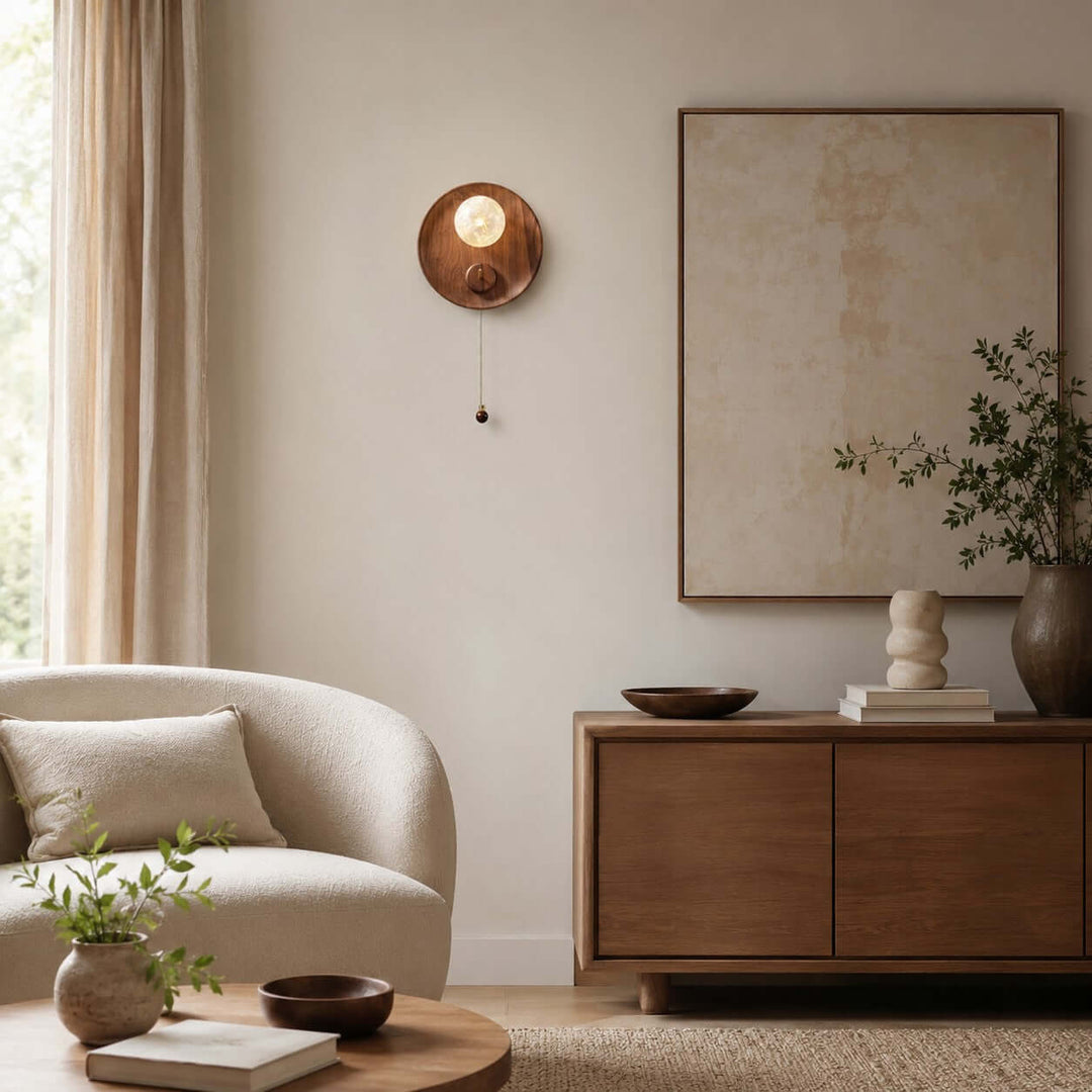 Toren Wall Sconce | Wood-Grain Wall Light with Ice-Textured Glass