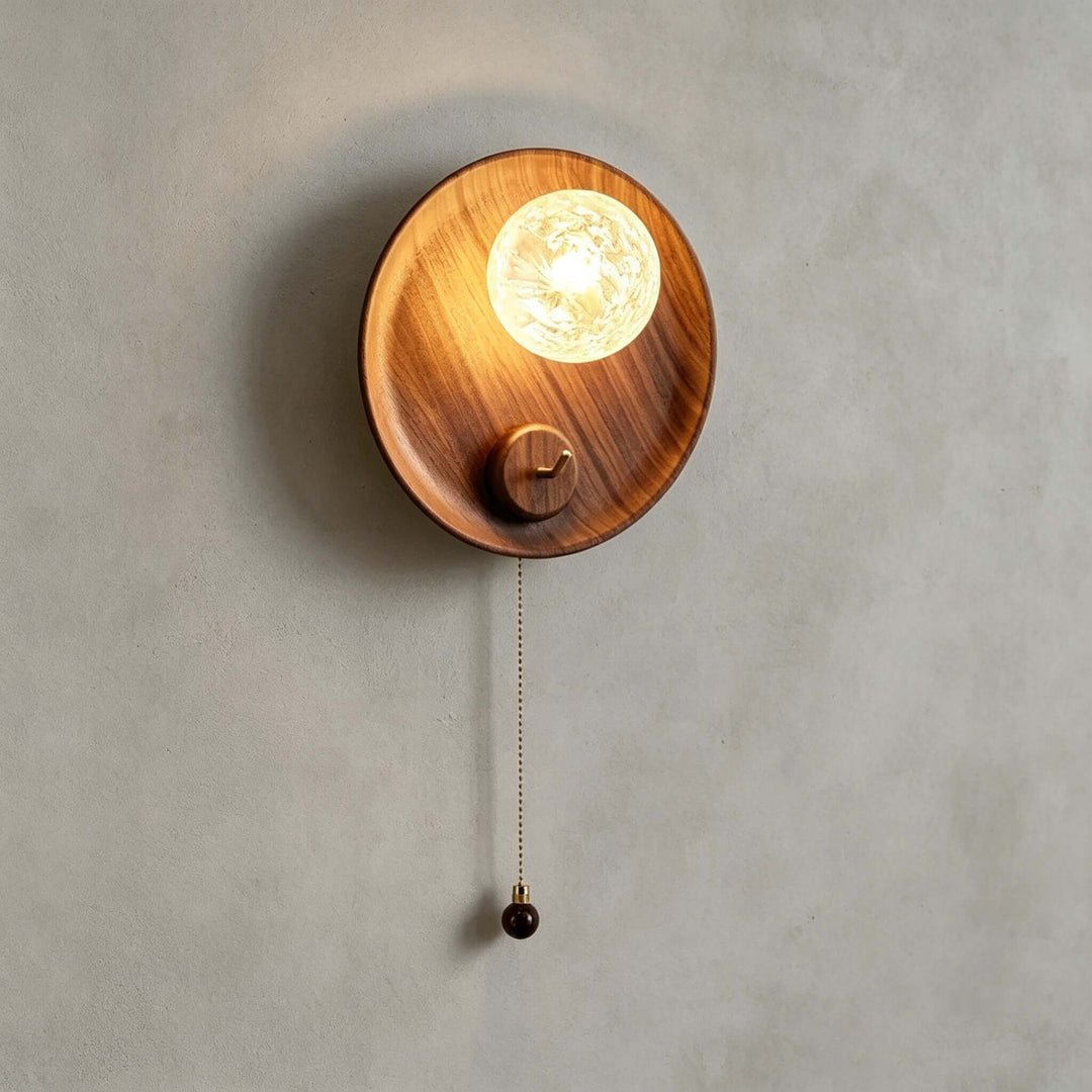 Toren Wall Sconce | Wood-Grain Wall Light with Ice-Textured Glass