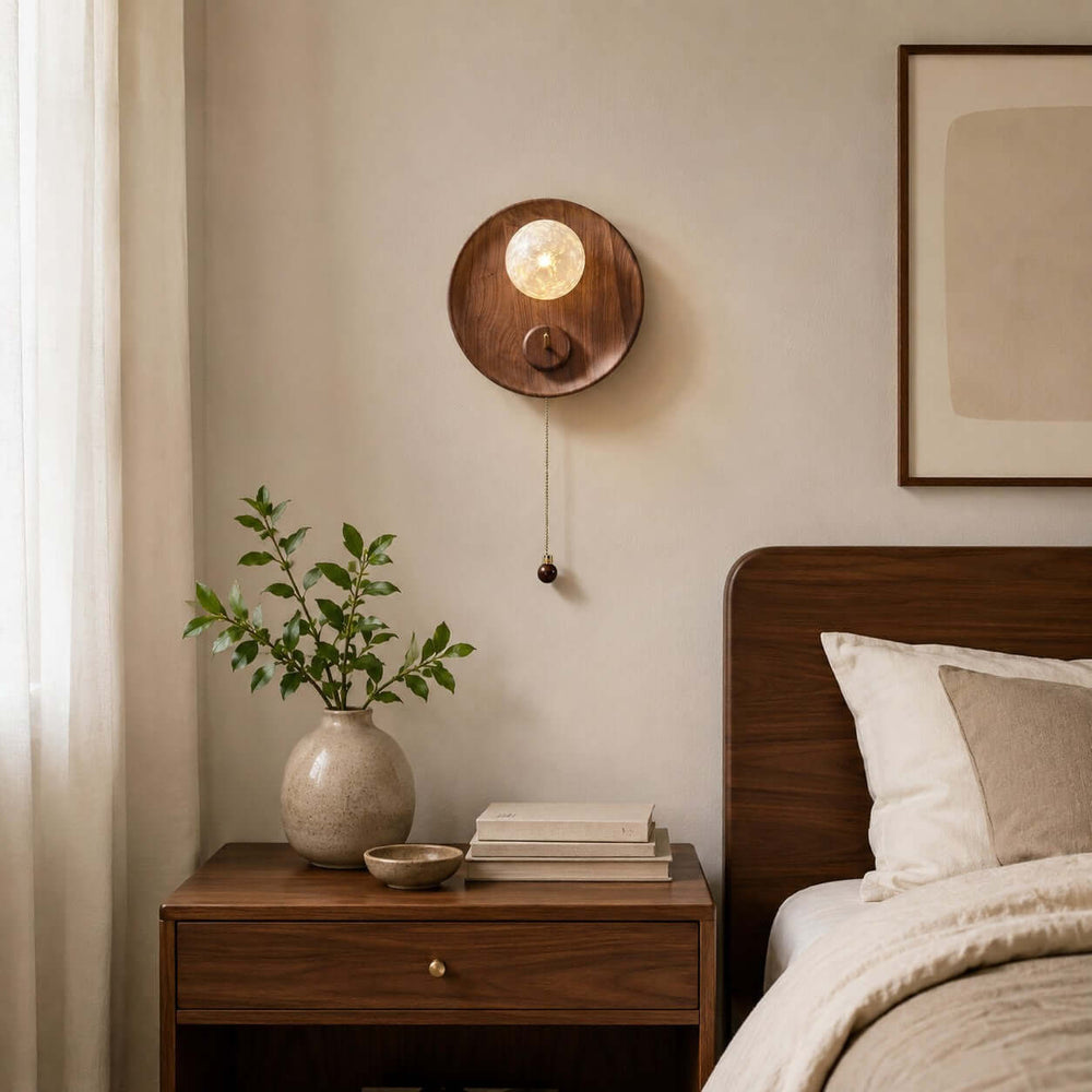 Toren Wall Sconce | Wood-Grain Wall Light with Ice-Textured Glass