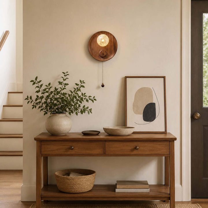 Toren Wall Sconce | Wood-Grain Wall Light with Ice-Textured Glass