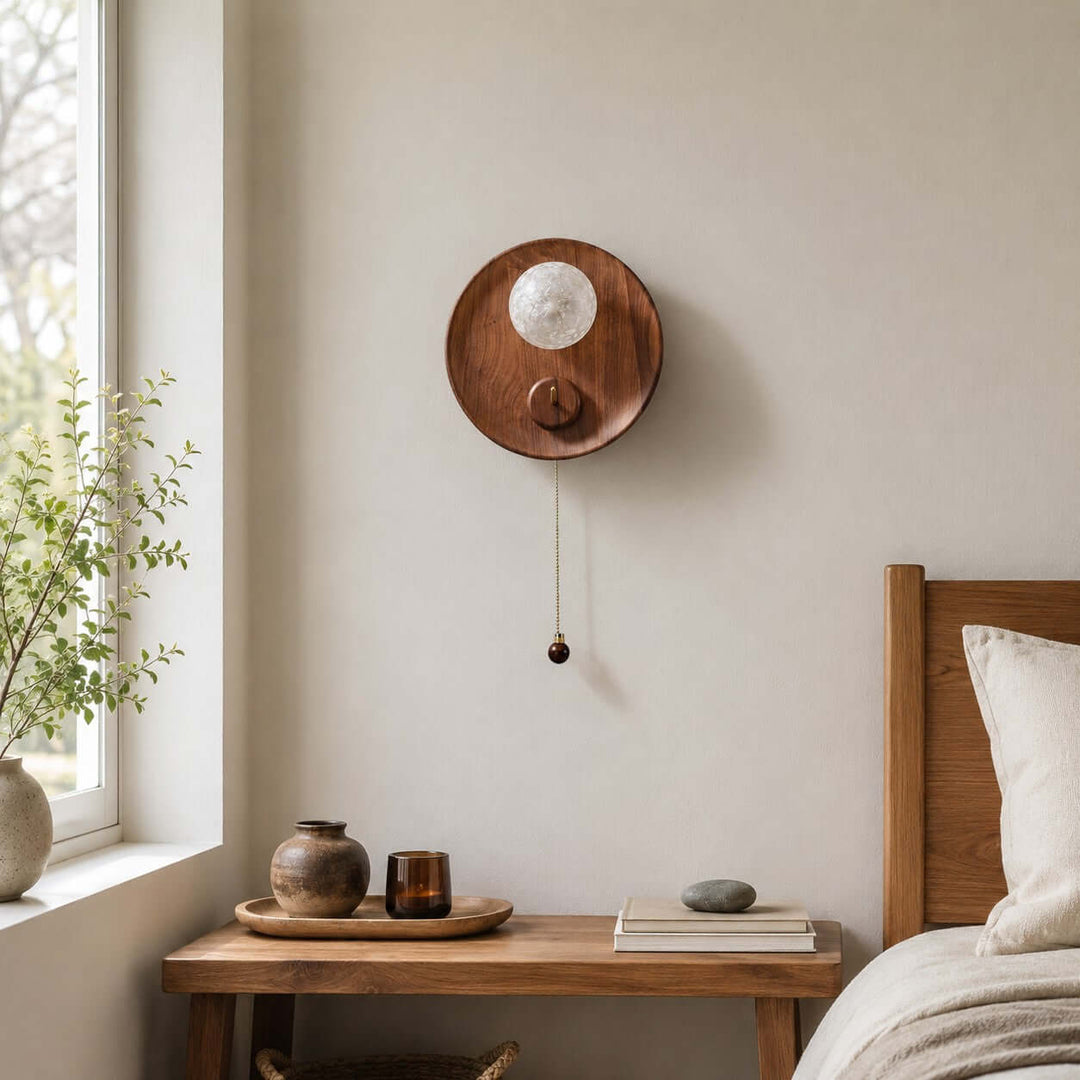 Toren Wall Sconce | Wood-Grain Wall Light with Ice-Textured Glass