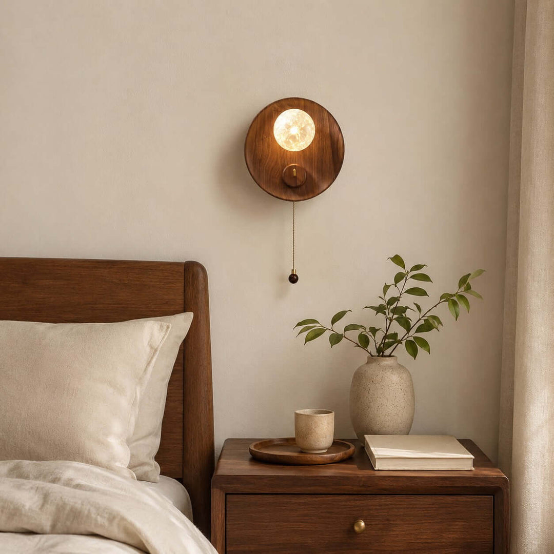 Toren Wall Sconce | Wood-Grain Wall Light with Ice-Textured Glass