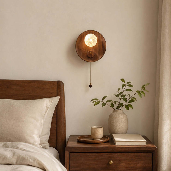 Toren Wall Sconce | Wood-Grain Wall Light with Ice-Textured Glass