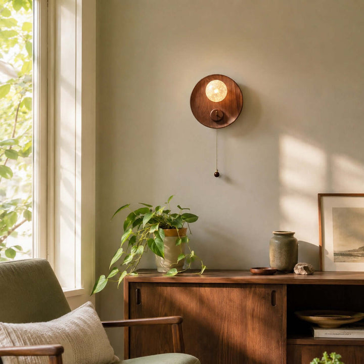 Toren Wall Sconce | Wood-Grain Wall Light with Ice-Textured Glass