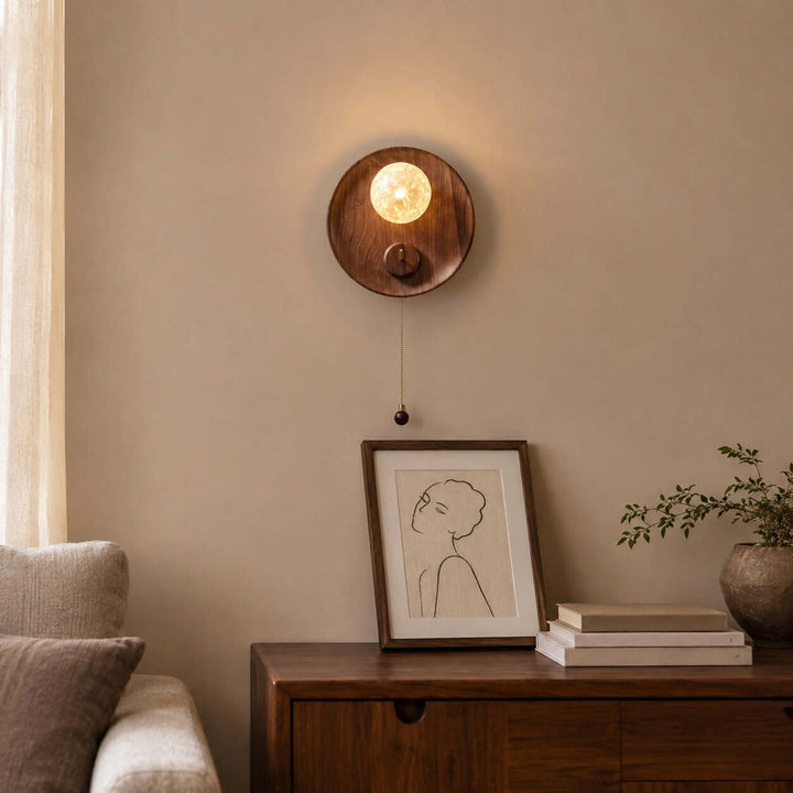 Toren Wall Sconce | Wood-Grain Wall Light with Ice-Textured Glass