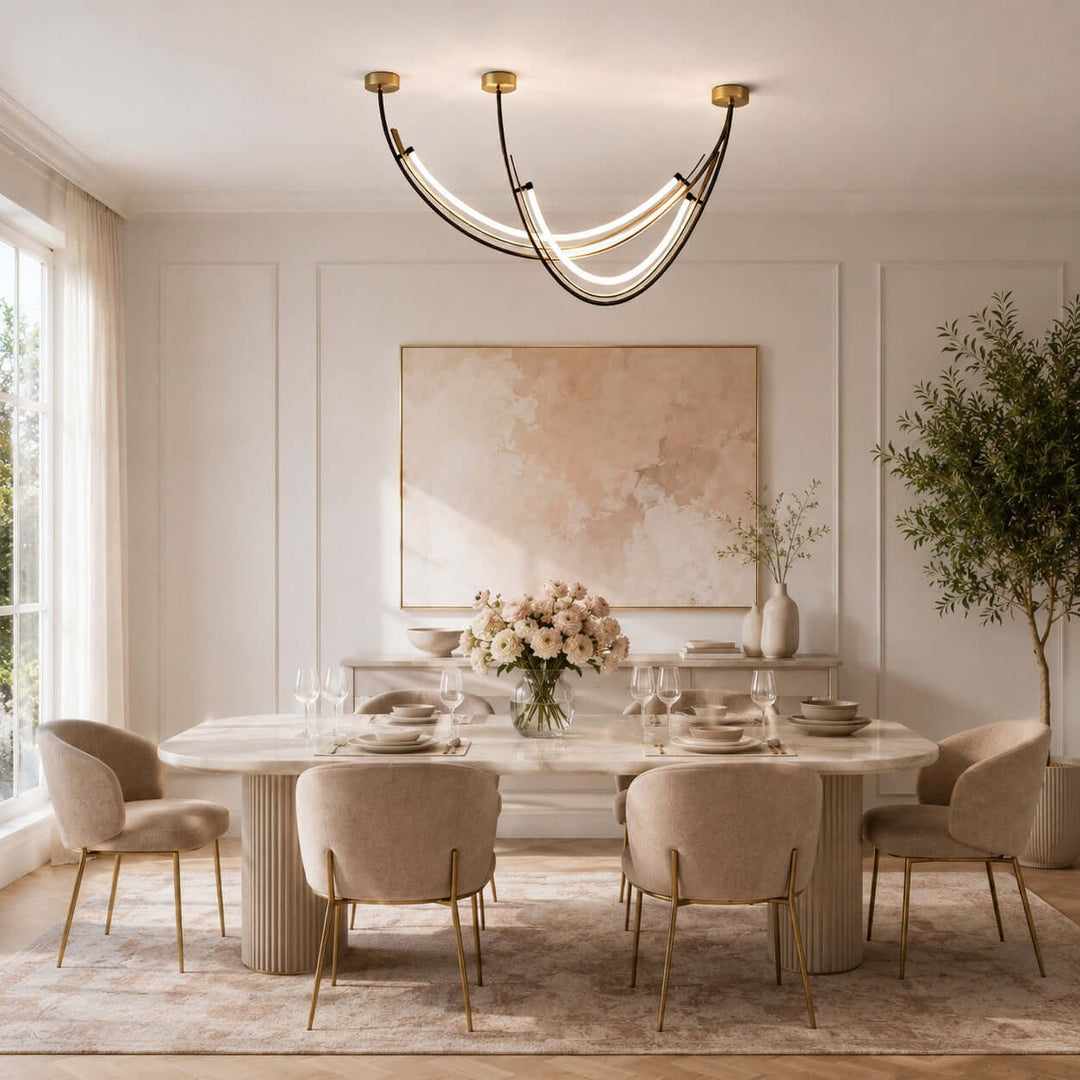 Contemporary Silicone Leather Linear Chandelier for Dining Room