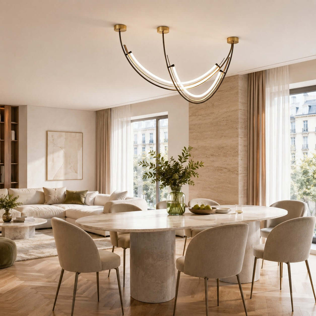 Contemporary Silicone Leather Linear Chandelier for Dining Room