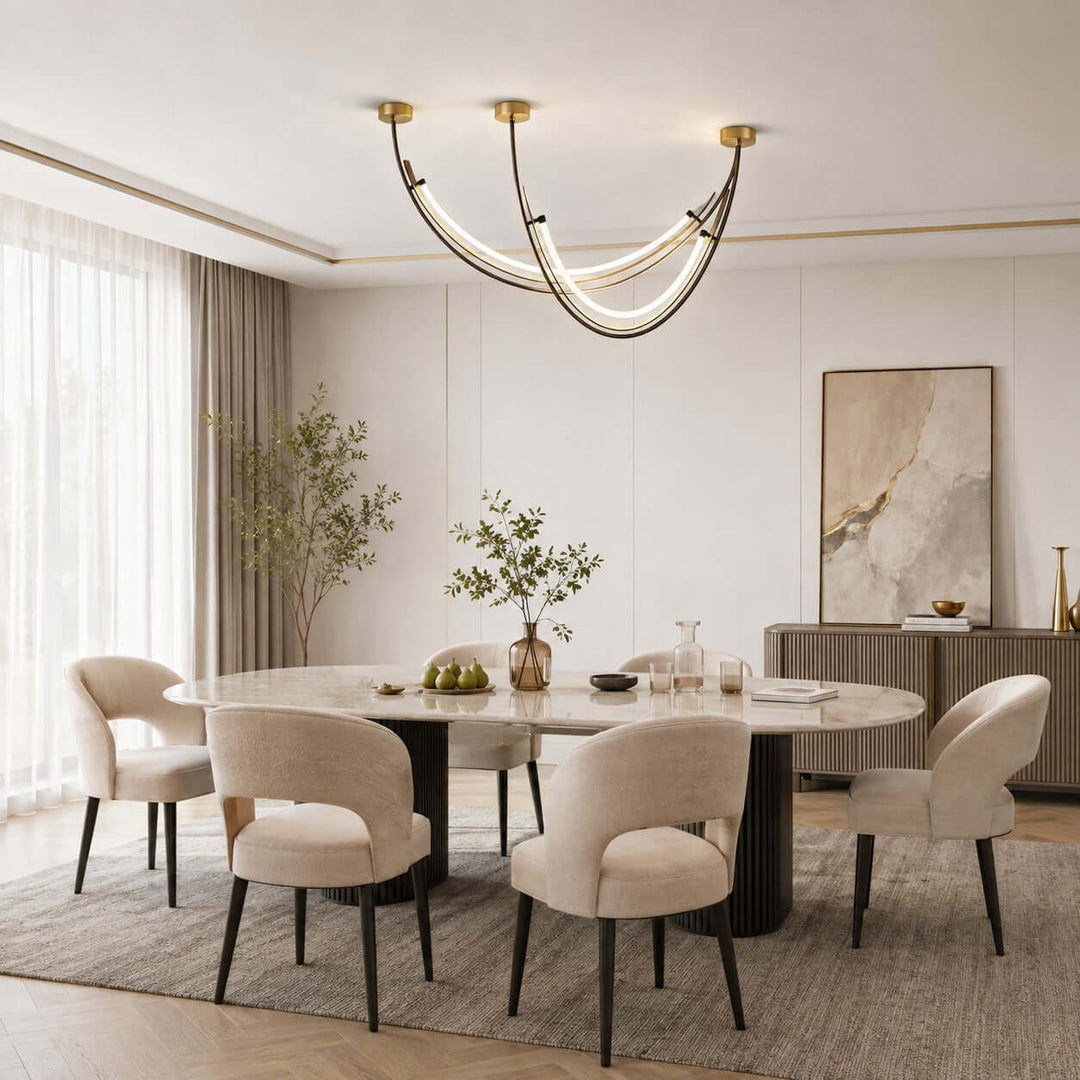 Contemporary Silicone Leather Linear Chandelier for Dining Room