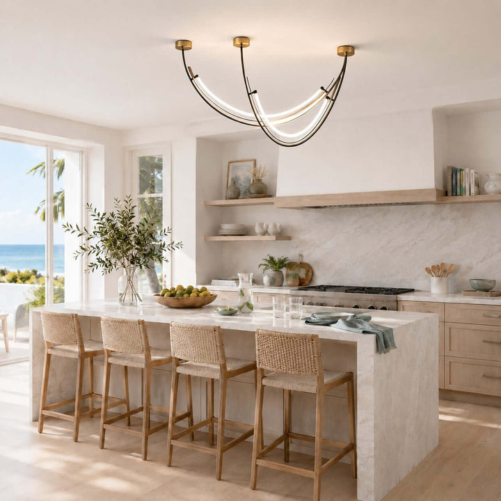 Contemporary Silicone Leather Linear Chandelier for Dining Room