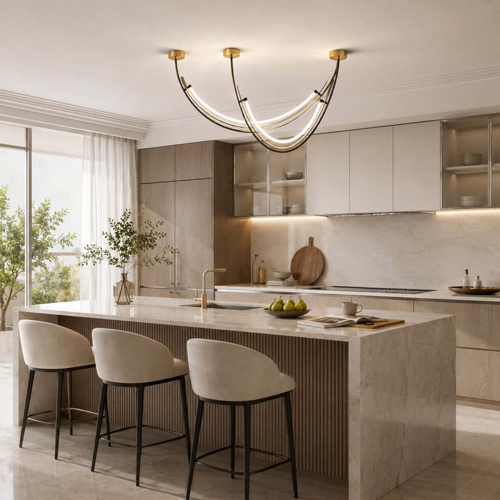 Contemporary Silicone Leather Linear Chandelier for Dining Room