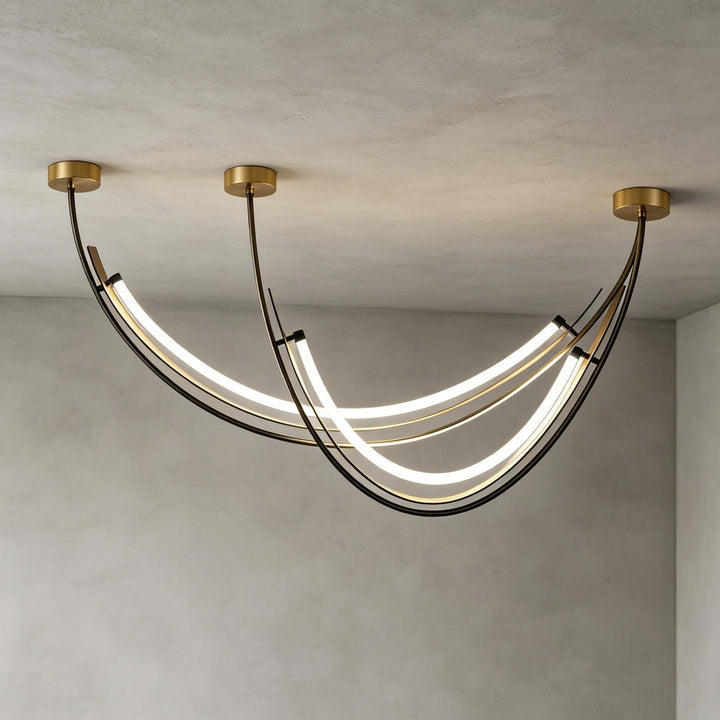 Contemporary Silicone Leather Linear Chandelier for Dining Room