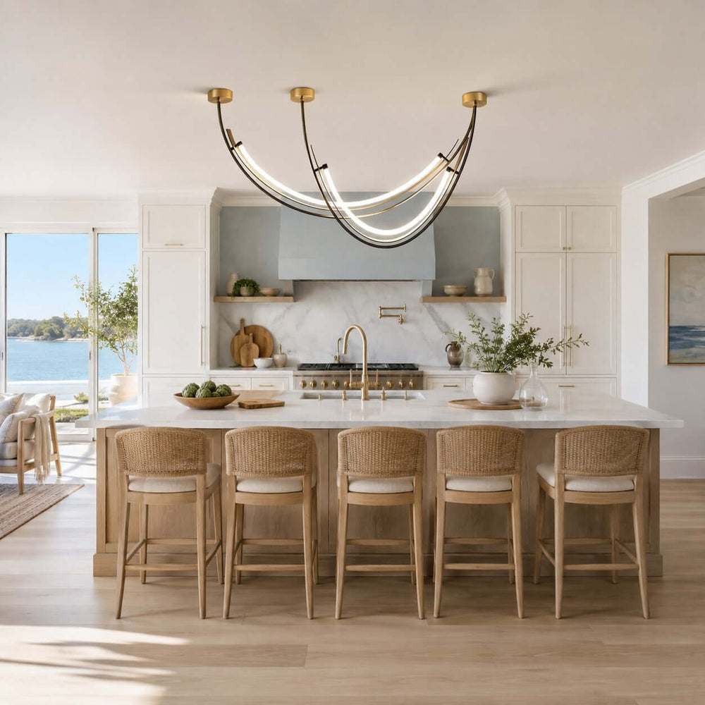 Contemporary Silicone Leather Linear Chandelier for Dining Room