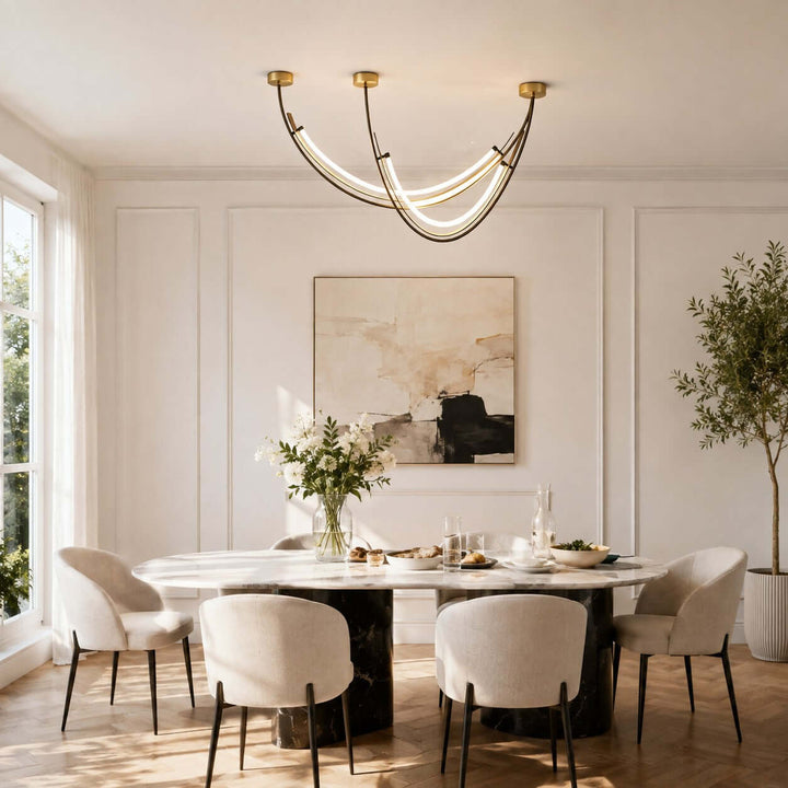 Contemporary Silicone Leather Linear Chandelier for Dining Room
