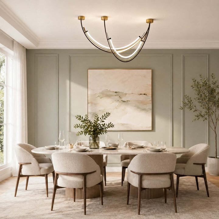 Contemporary Silicone Leather Linear Chandelier for Dining Room