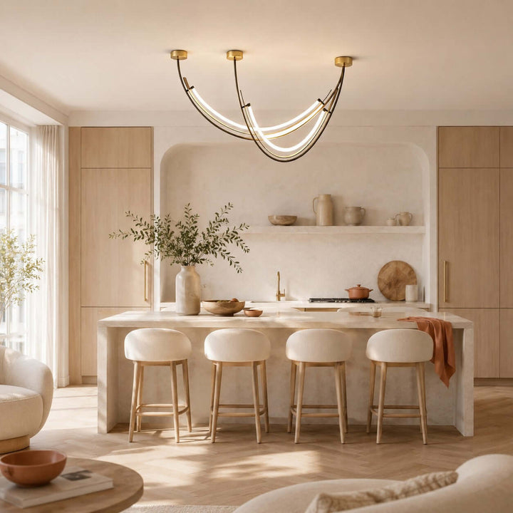 Contemporary Silicone Leather Linear Chandelier for Dining Room