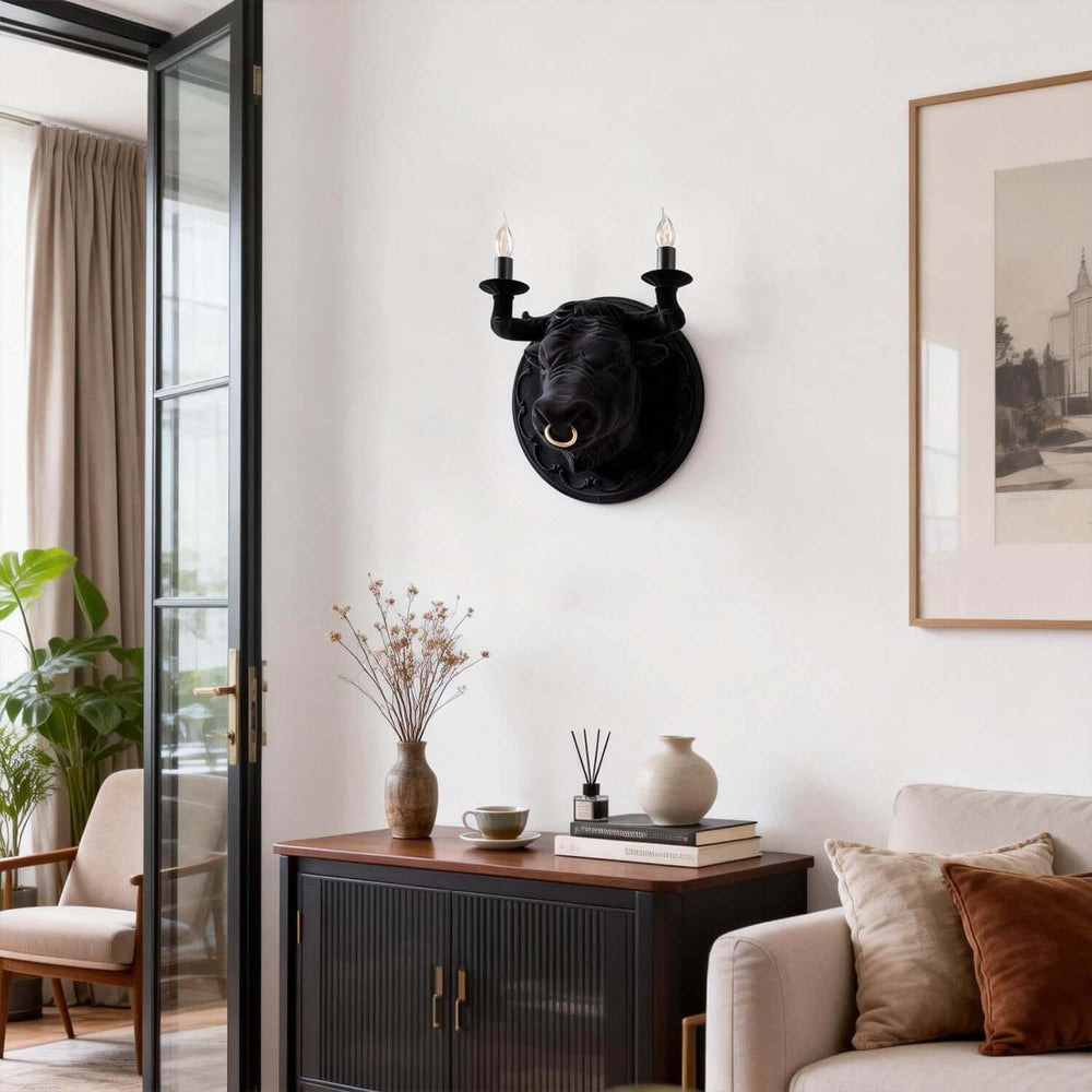 Torvion Wall Light – Creative Bull Head Resin Wall Sconce