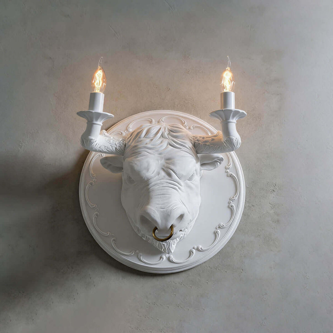 Torvion Wall Light – Creative Bull Head Resin Wall Sconce