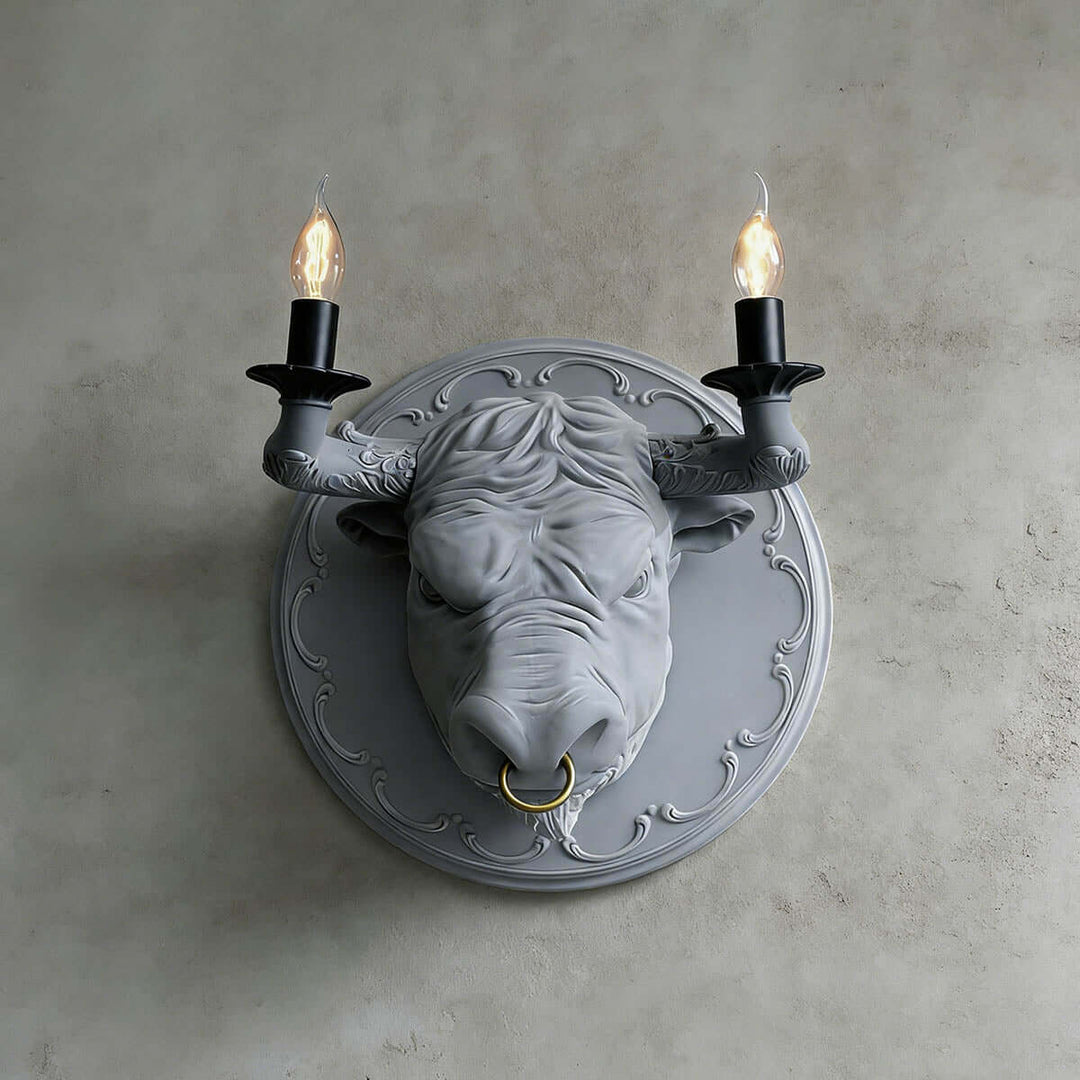 Torvion Wall Light – Creative Bull Head Resin Wall Sconce