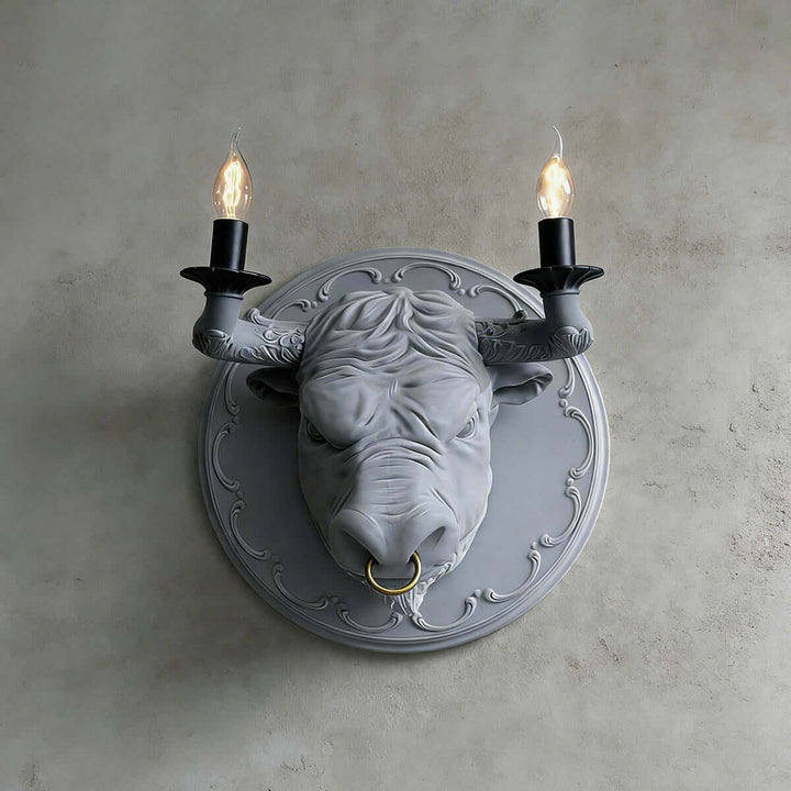 Torvion Wall Light – Creative Bull Head Resin Wall Sconce