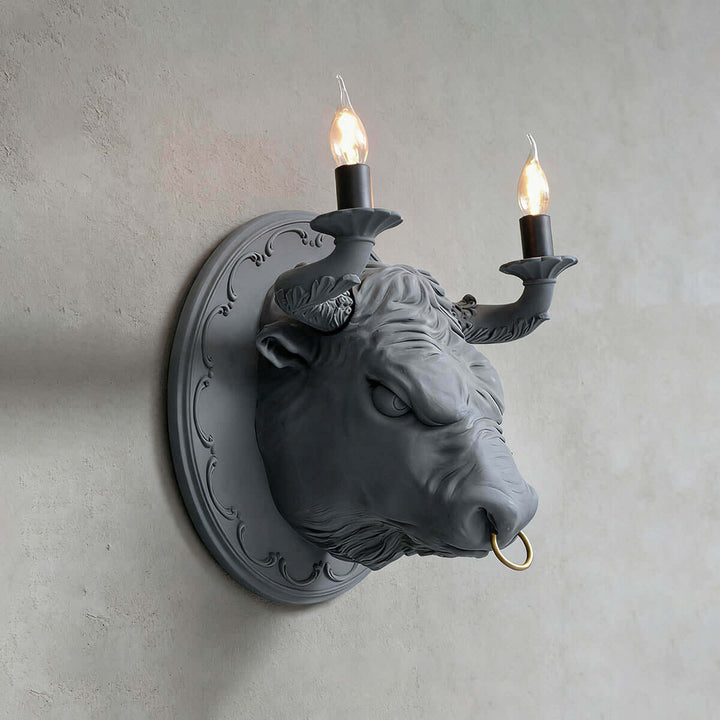 Torvion Wall Light – Creative Bull Head Resin Wall Sconce