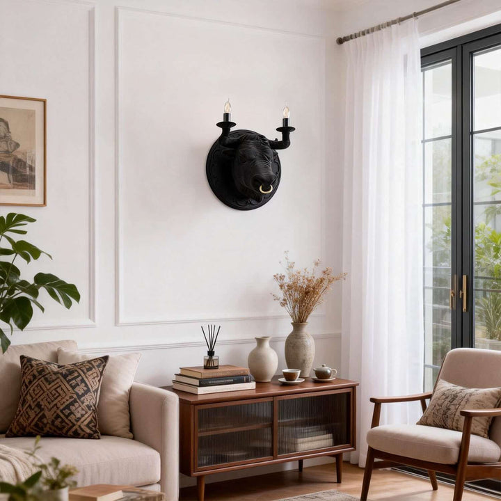 Torvion Wall Light – Creative Bull Head Resin Wall Sconce