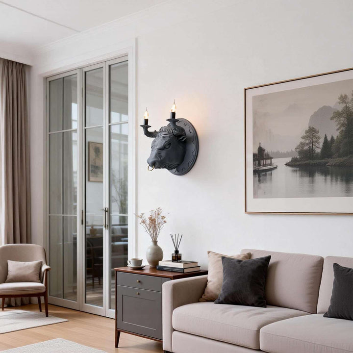 Torvion Wall Light – Creative Bull Head Resin Wall Sconce