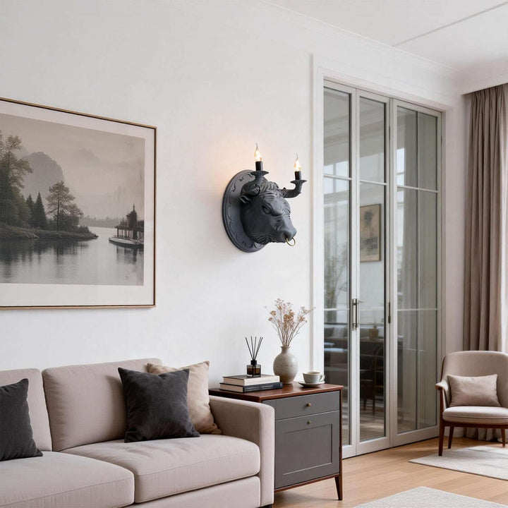 Torvion Wall Light – Creative Bull Head Resin Wall Sconce