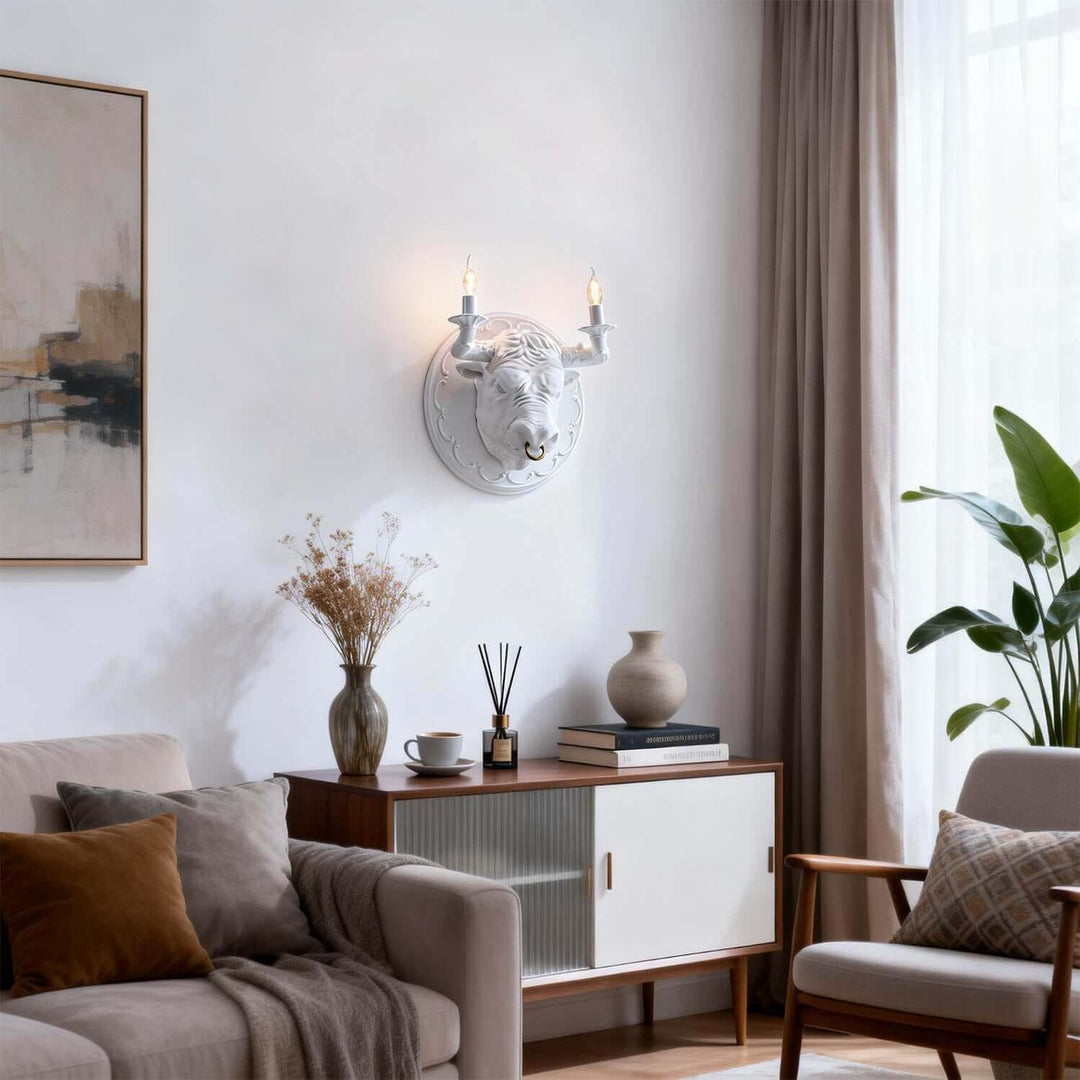 Torvion Wall Light – Creative Bull Head Resin Wall Sconce