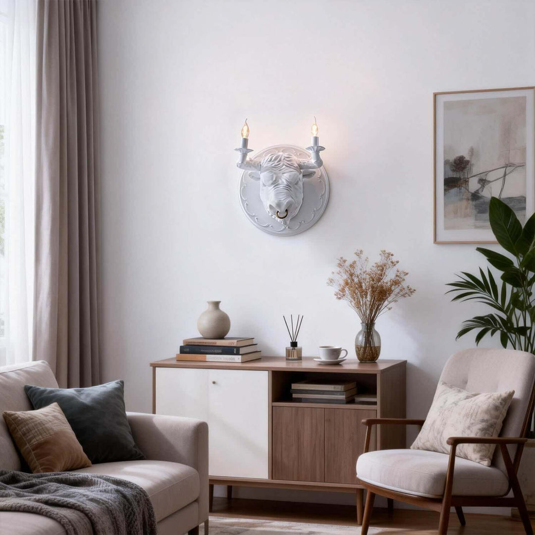 Torvion Wall Light – Creative Bull Head Resin Wall Sconce
