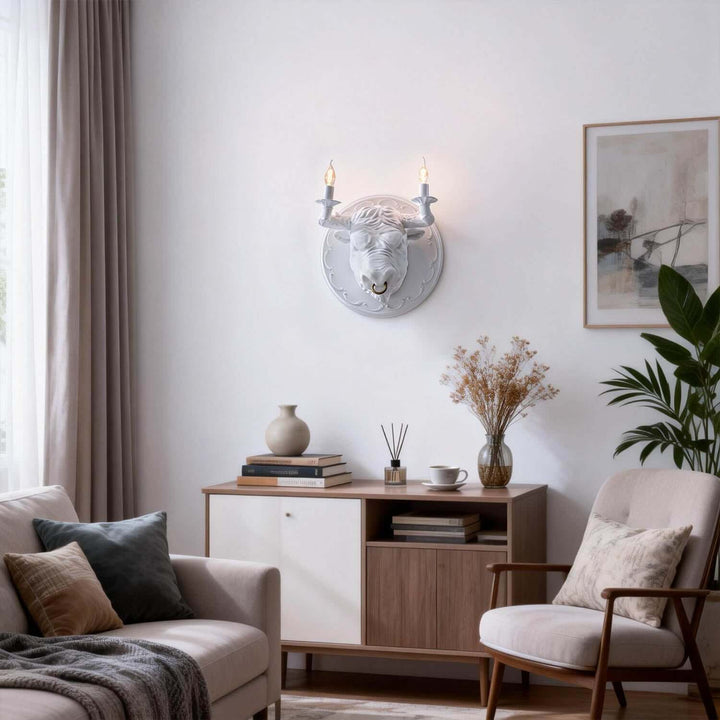 Torvion Wall Light – Creative Bull Head Resin Wall Sconce