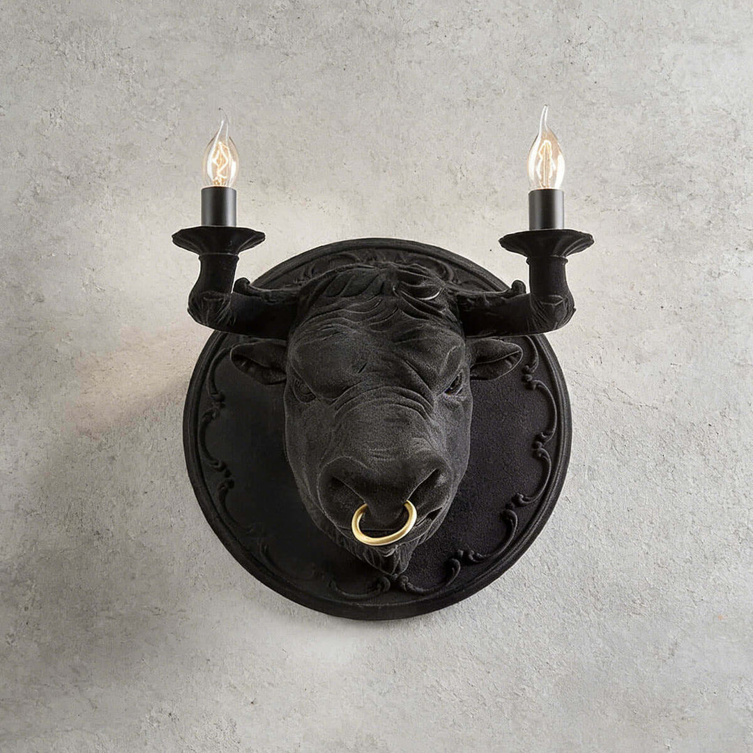 Torvion Wall Light – Creative Bull Head Resin Wall Sconce