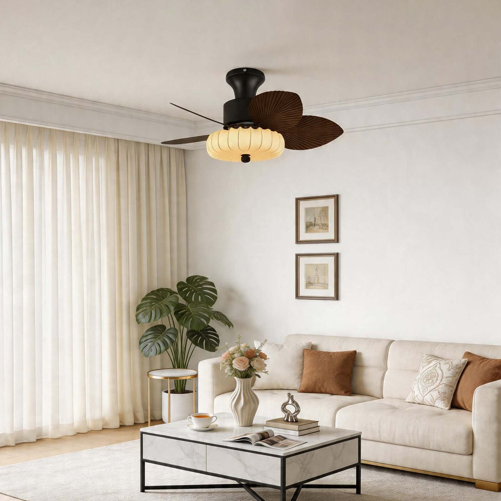 Trelm Ceiling Fan Light A | Fabric American Dining Room Fan