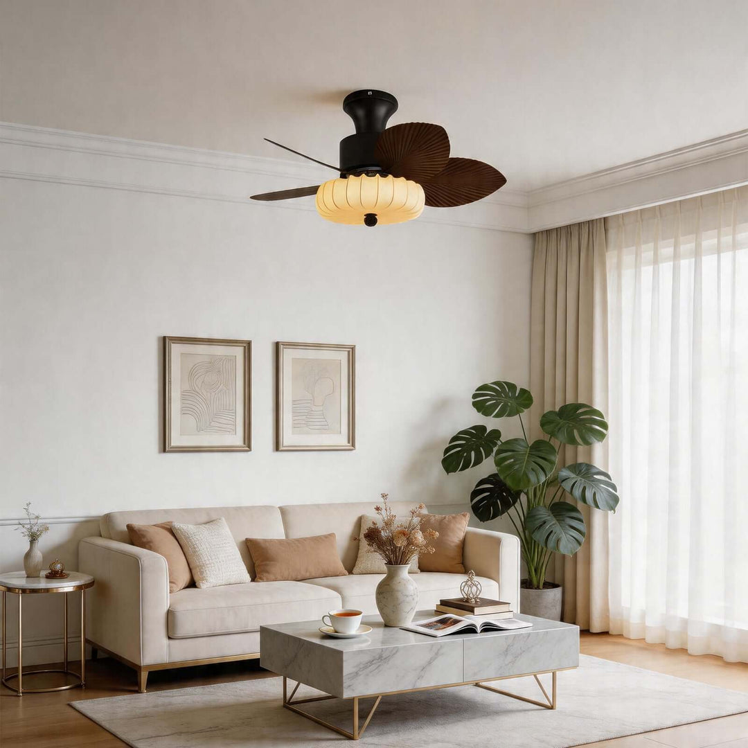 Trelm Ceiling Fan Light A | Fabric American Dining Room Fan