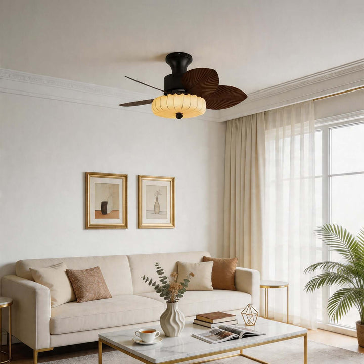 Trelm Ceiling Fan Light A | Fabric American Dining Room Fan
