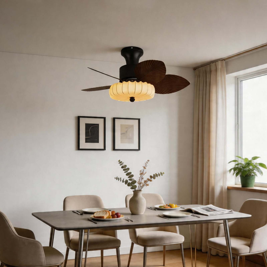 Trelm Ceiling Fan Light A | Fabric American Dining Room Fan