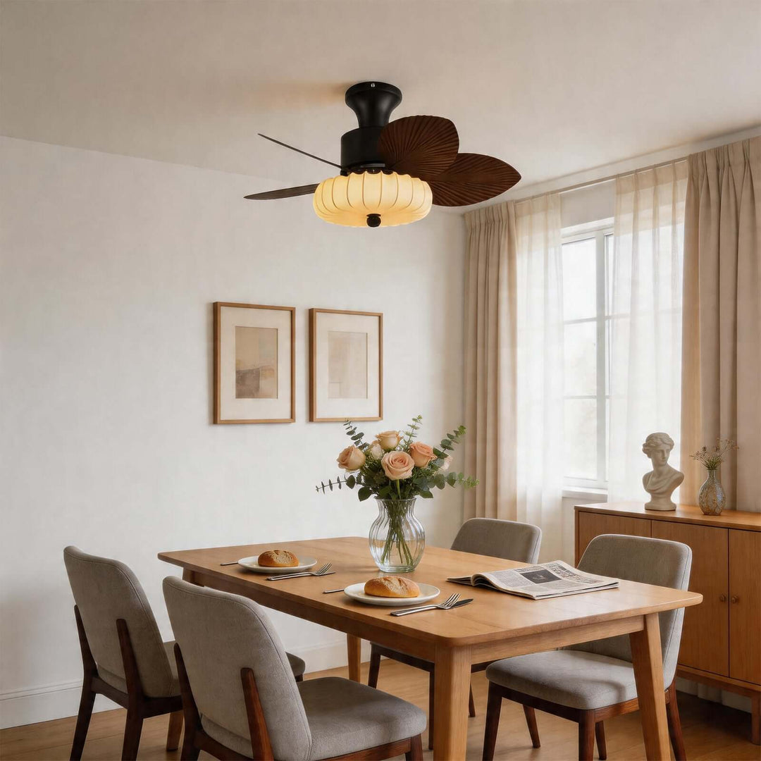 Trelm Ceiling Fan Light A | Fabric American Dining Room Fan