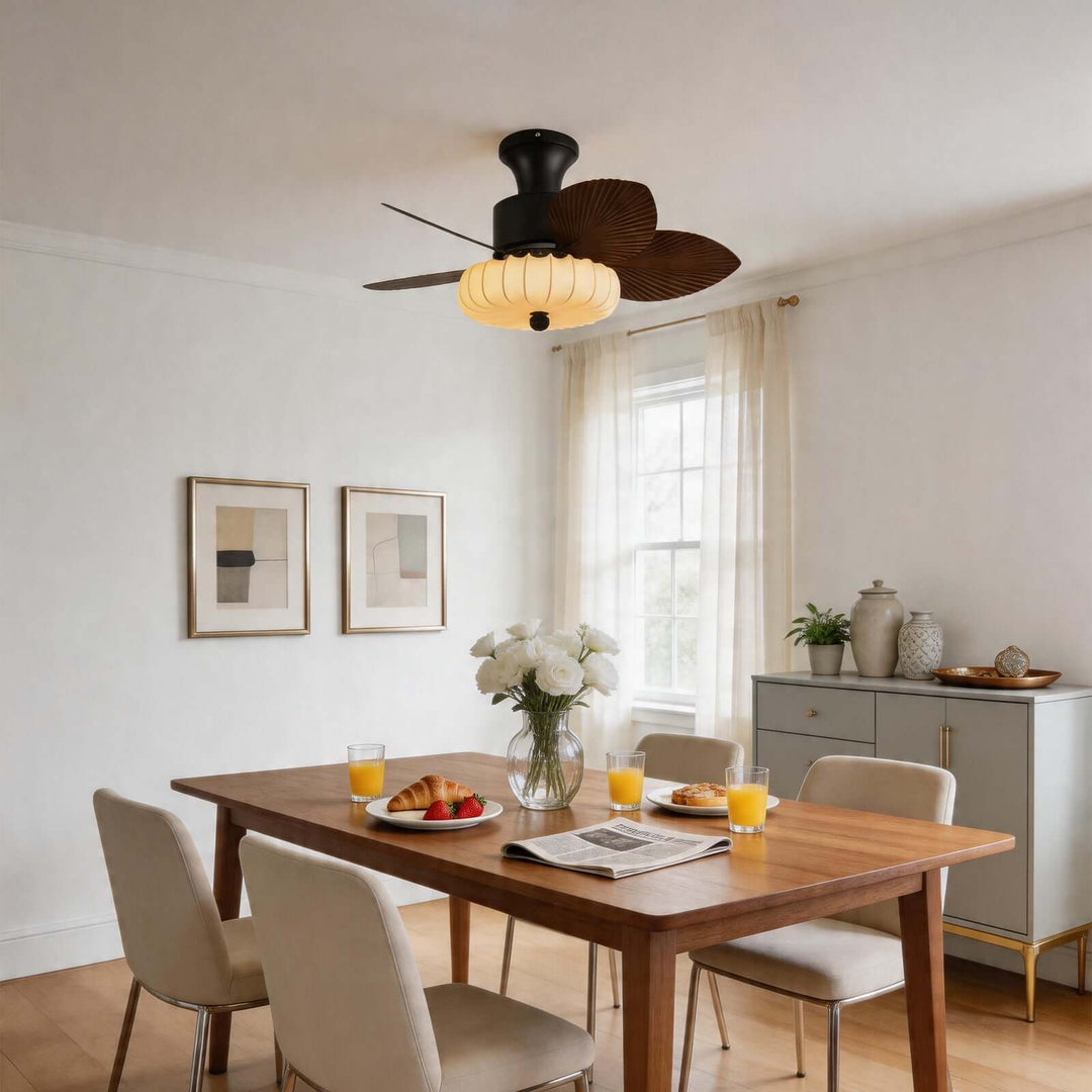 Trelm Ceiling Fan Light A | Fabric American Dining Room Fan